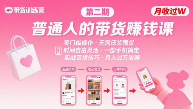 小红书带货实战二期班:小白一部手机赚万元,自由时间零压货随学随操作-西蒙学社