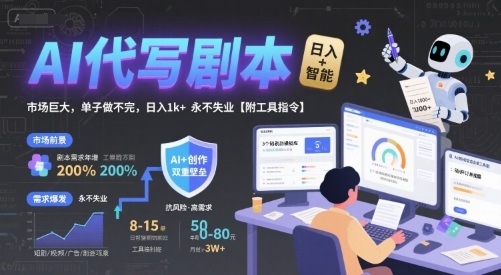 AI智能写作新蓝海，剧本创作接单接到手软，轻松实现日赚千元-西蒙学社
