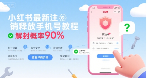 小红书最新手机号注销与解封教程 提升解封成功率90%-西蒙学社