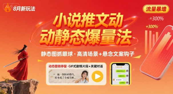 8月新招小说推广技巧，动静图片配小说文案高效引流玩法-西蒙学社