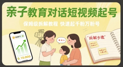 亲子教育短视频爆款起号指南，新手必学涨粉技巧-西蒙学社