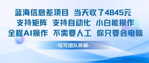 蓝海信息差项目自动化日赚1000+全程AI操作新手轻松上手只需电脑操作-西蒙学社
