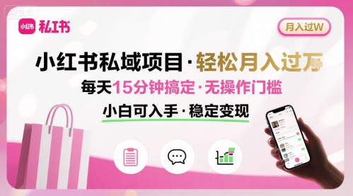 小红书私域实战干货：新手也能日赚数百的轻松副业教程，每天1h即刻掌握-西蒙学社