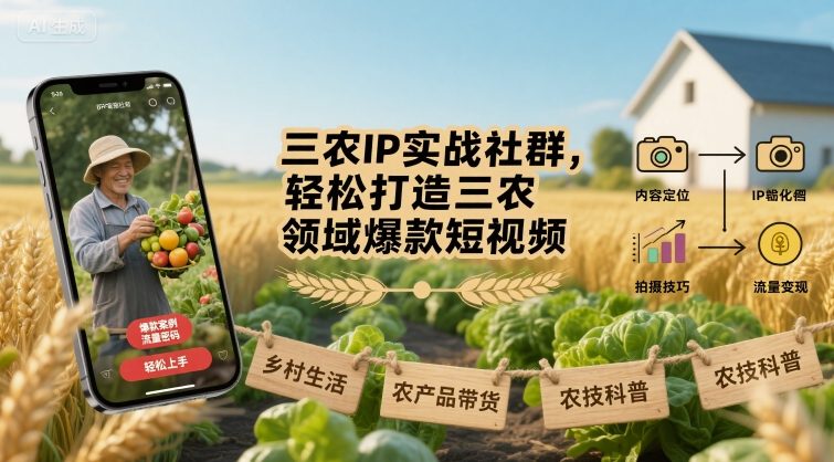 三农IP实战圈子 0基础7天速通1000W+爆款短视频-西蒙学社