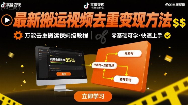 2024搬运视频万能去重变现秘籍，保姆级实战操作指南-西蒙学社