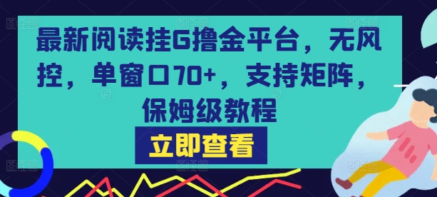 最新阅读挂机撸金平台无风控单窗口收益70+支持矩阵操作附保姆教程-西蒙学社