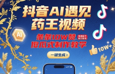 抖音AI融合药王视频，单条10万+点赞爆款，速涨千粉万粉号，0基础一键式制作教学-西蒙学社