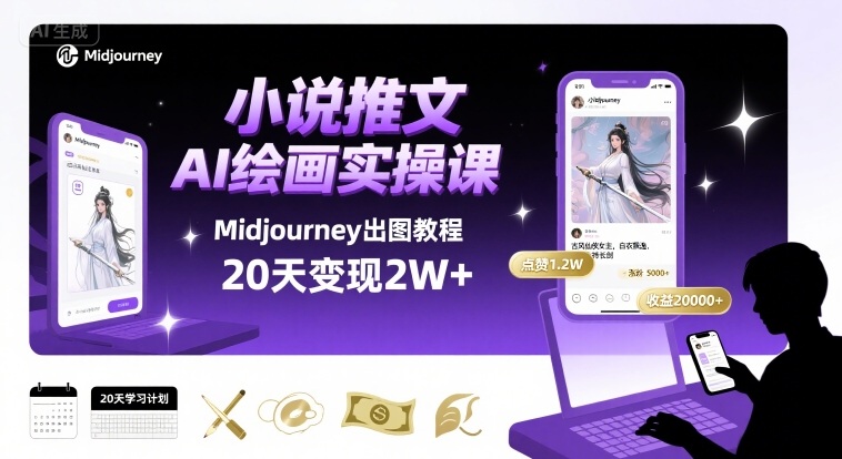AI绘画小说推文实操课：Midjourney零基础教学20天赚取2万元-西蒙学社