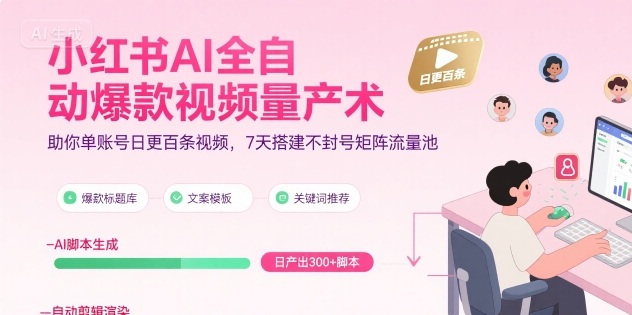小红书AI自动化爆款视频批量生成技巧，轻松实现单账号日更百条，7天打造安全稳定矩阵流量池-西蒙学社