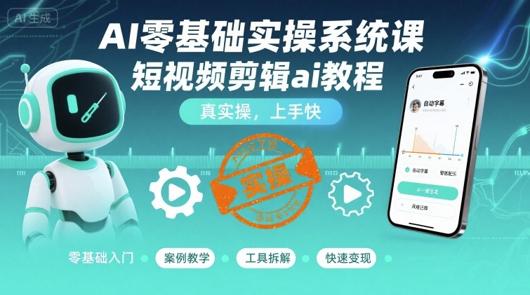 小白也能学会！零基础短视频AI剪辑实操课，轻松上手快速掌握-西蒙学社