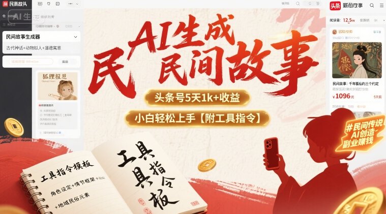 人工智能创作民间故事神器，新手5天轻松打造头条号千播放量【附超详细指令】-西蒙学社