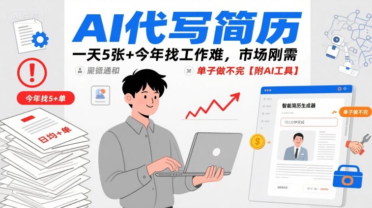 AI简历代写一天5份以上，找工作难需求火爆订单不停【推荐工具】-西蒙学社