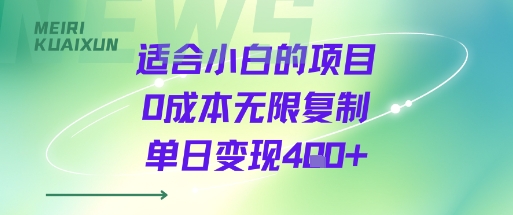 适合小白的项目零成本无限复制模式日赚四百+-西蒙学社