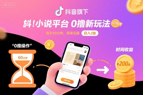 抖音小说平台零元赚钱技巧：每天挂机60分钟轻松操作，稳定日入200元！-西蒙学社