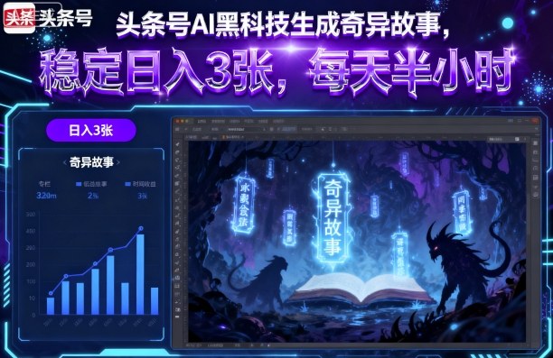 今日头条AI工具轻松赚300+元/天，30分钟生成悬疑故事，新手可操作收益稳-西蒙学社