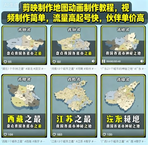 剪映地图动画制作教程简单易学流量暴涨涨粉神速收益倍增-西蒙学社