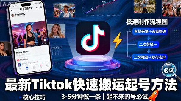 高效TikTok搬运快启方法，3-5分钟完成一条，解决启动失败难题-西蒙学社