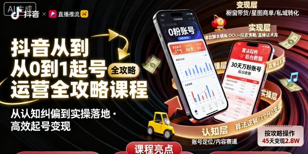 抖音零基础起号运营速成指南 落地实操高效变现系统课程-西蒙学社