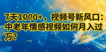 视频号中老年情感内容7天收益破千元揭秘，月入过万实操指南！-西蒙学社