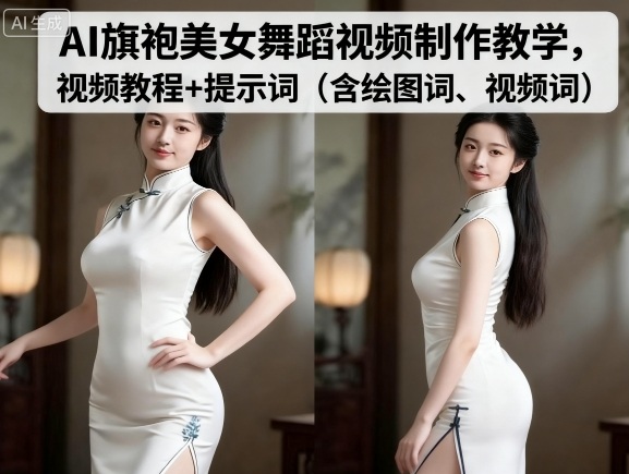 AI旗袍美女舞蹈视频制作高效教程与完整提示词秘籍（绘图词+视频词）-西蒙学社