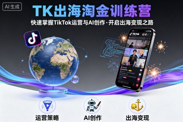 TK出海淘金实战营：AI创作与TikTok运营秘籍，轻松开启变现通道！-西蒙学社