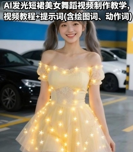 AI发光短裙美女舞蹈视频制作入门教学大全与实用提示词合集含绘图动作技巧指导-西蒙学社