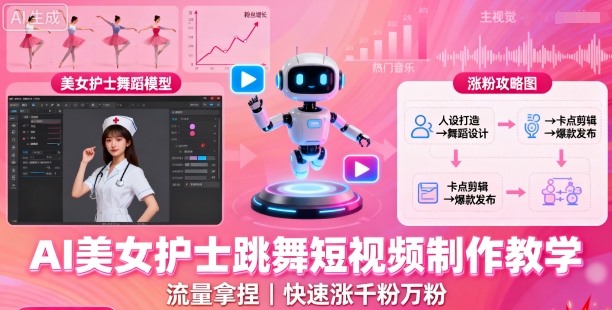 AI性感护士跳舞短视频教学秘籍：引爆流量涨粉速成实战指南-西蒙学社