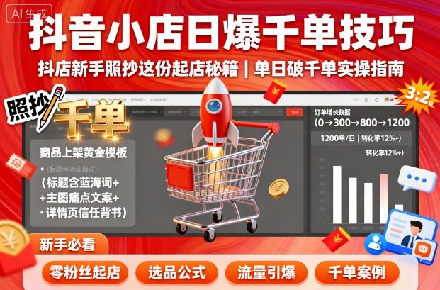 抖音小店新手速成日销千单起店秘籍单日千单攻略-西蒙学社