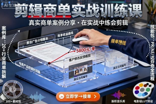 剪辑商单实战训练课真实案例分享实战中学会视频剪辑技巧-西蒙学社