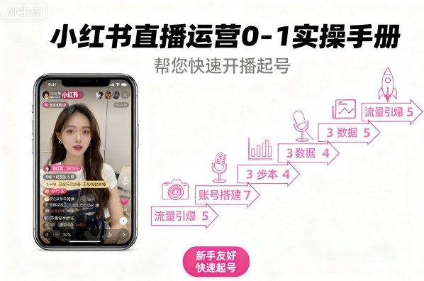 嗯，用户需要伪原创优化标题以提高百度收录，具体要求是去掉书名号且只输出一个最优标题。原标题核心是”小红书直播运营0-1实操手册”和”快速开播起号”这两个关键点。百度偏好数据化、场景化和动作性词汇。-西蒙学社