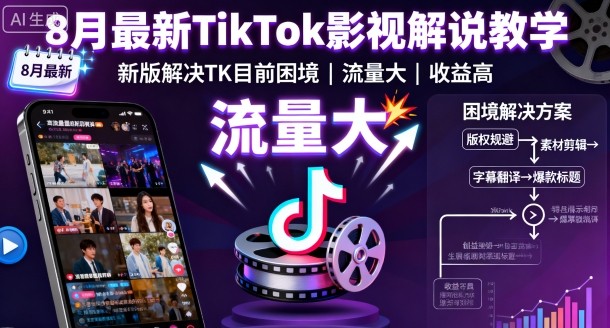 实战教程：新解法助你搞定TikTok影视解说困境 流量飞升赚足盈利-西蒙学社