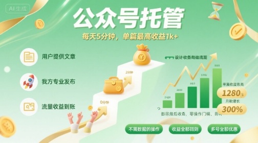 公众号托管服务丨您只需准备文章﹏我们帮发布 每日5分钟搞定 单篇爆款赚钱1k+原来如此-西蒙学社