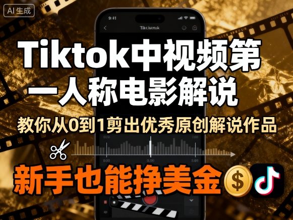 TikTok电影解说视频制作教程！新手从剪映零起点，轻松赚美金-西蒙学社