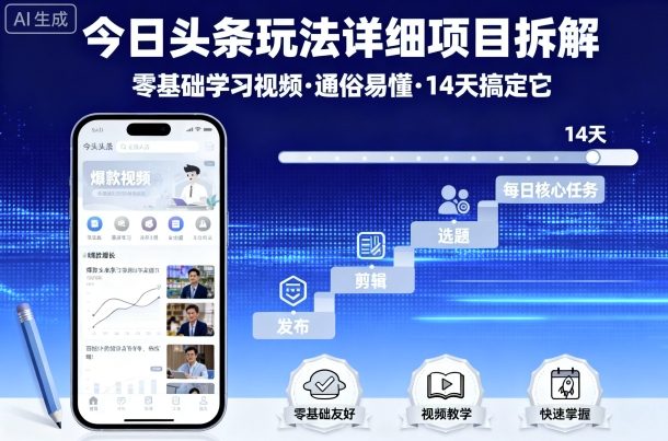 今日头条快速变现保姆级教学：零基础上手14天起号实战攻略-西蒙学社