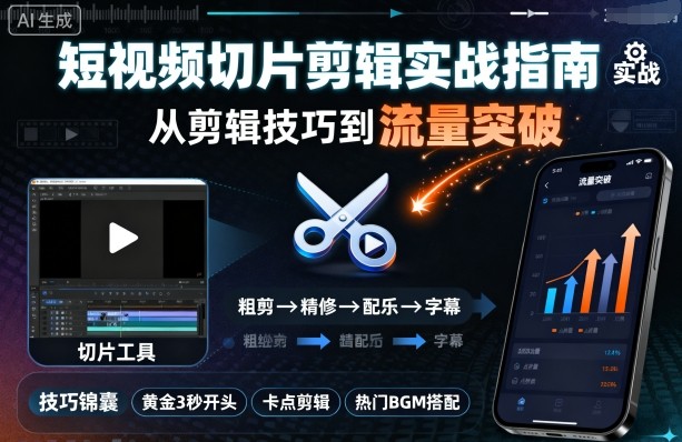 短视频切片剪辑实操全解技巧变现流量秘诀-西蒙学社