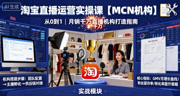 淘宝直播运营实操课零基础打造MCN机构月入千万直播公司-西蒙学社