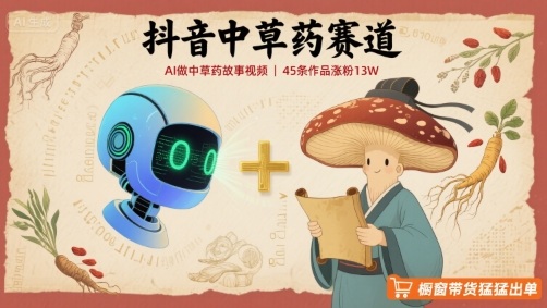 抖音 AI 制作中药故事短视频， 45 个视频吸粉 13 万，带货橱窗销量暴涨-西蒙学社