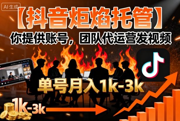 抖音炬焰托管交账号团队代运营发视频单号月入1000起揭秘-西蒙学社
