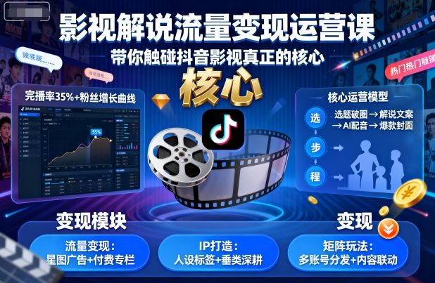 抖音影视解说流量变现核心技术课程-西蒙学社