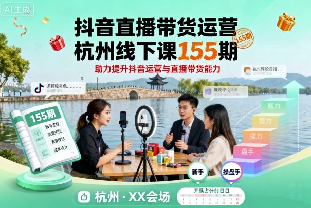 杭州155期抖音直播带货运营线下实战课程高效提升能力-西蒙学社
