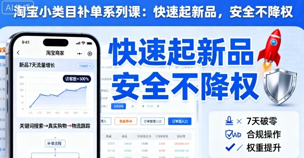 淘宝小类目安全补单系列教程 快速起新品避免降权技巧-西蒙学社