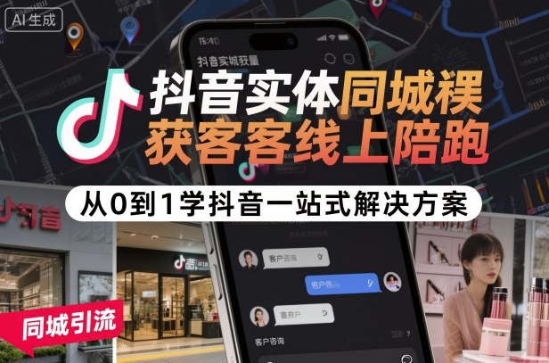 抖音同城实体店获客线上全程陪跑 零基础一站式抖音解决方案-西蒙学社