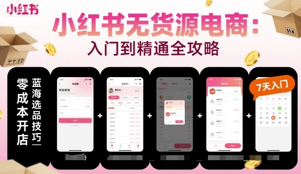 小红书无货源电商全流程精讲：开店选品笔记剪辑赛道实战教程-西蒙学社