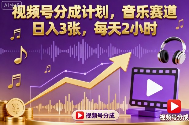 视频号音乐分成计划日赚300元只需每天2小时-西蒙学社