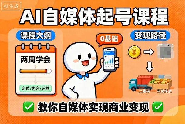 AI零基础两周学会自媒体起号课：从入门到商业变现速成-西蒙学社