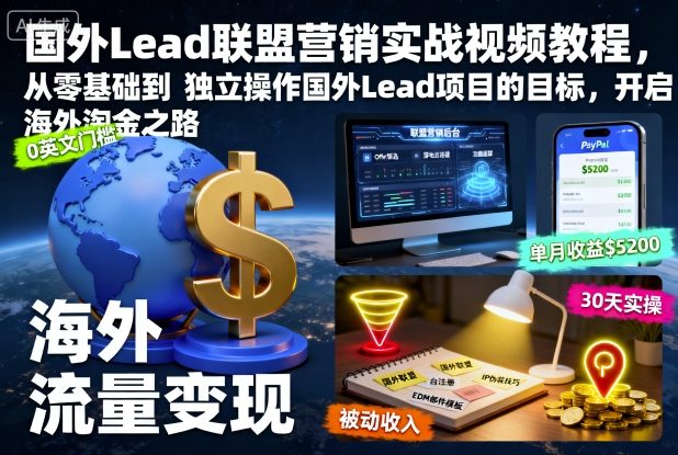 海外Lead联盟营销实战视频教程:零基础快速上手独立操作开启赚钱旅程-西蒙学社
