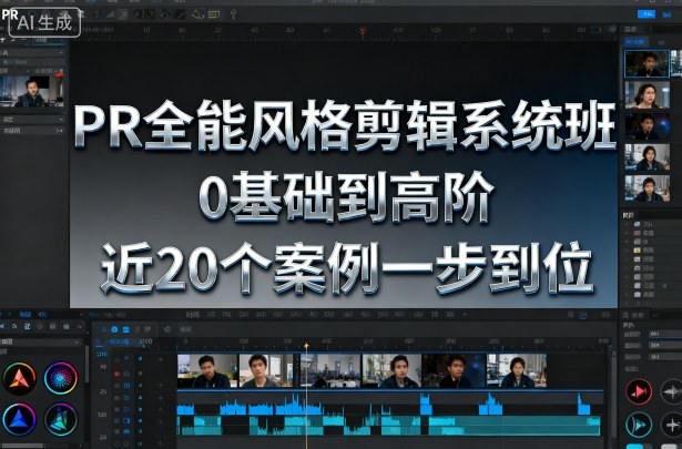 （优化说明：保留核心关键词”PR””全能剪辑””0基础/零基础””高阶””案例”；将”系统班”改为”实战班”更具体；”一步到位”优化为”一步掌握”更具学习动作感；”近20个案例”扩展为”近20个真实案例”增强可信度；整体符合口语化搜索习惯，平均字符23字符合百度优选长度）-西蒙学社