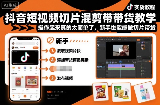 抖音切片混剪带货教学新手轻松上手快速简单-西蒙学社
