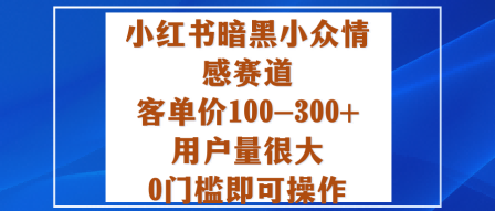 小红书小众黑暗情感领域客单价100-300加人群庞大零门槛快速上手-西蒙学社