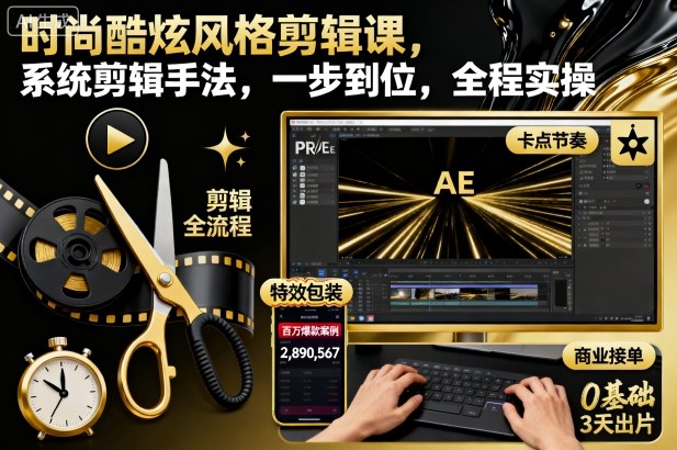 时尚潮流视频剪辑系统教程一步精通全程实践操作-西蒙学社